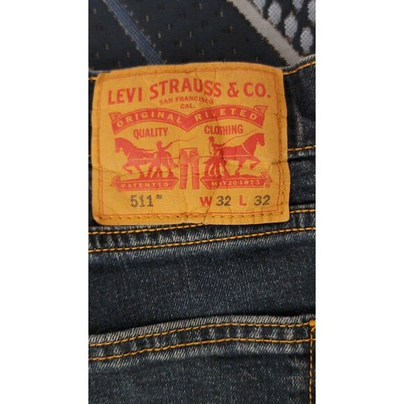 Levis 511 Mens Dark Wash Jeans W32 L32 Slim Fit Denim - Picture 3 of 9